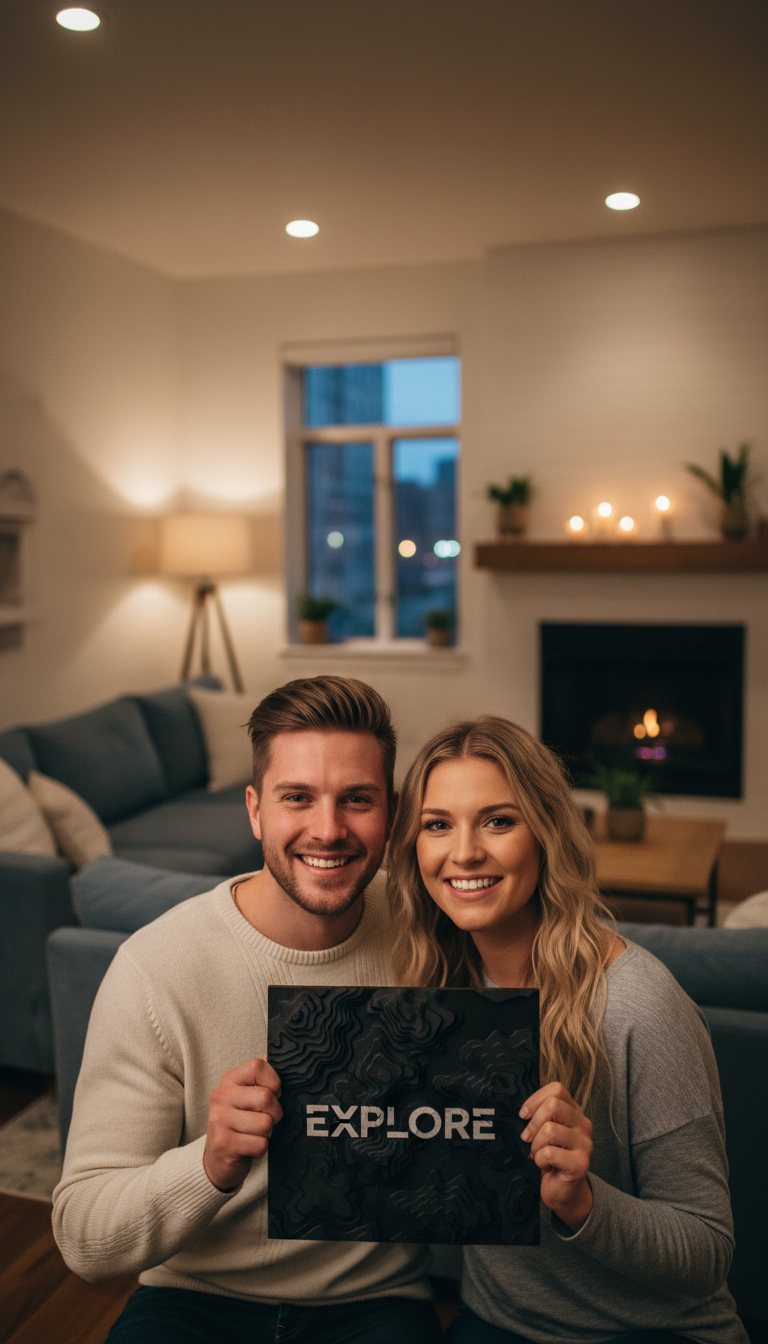 Couple smiling at home