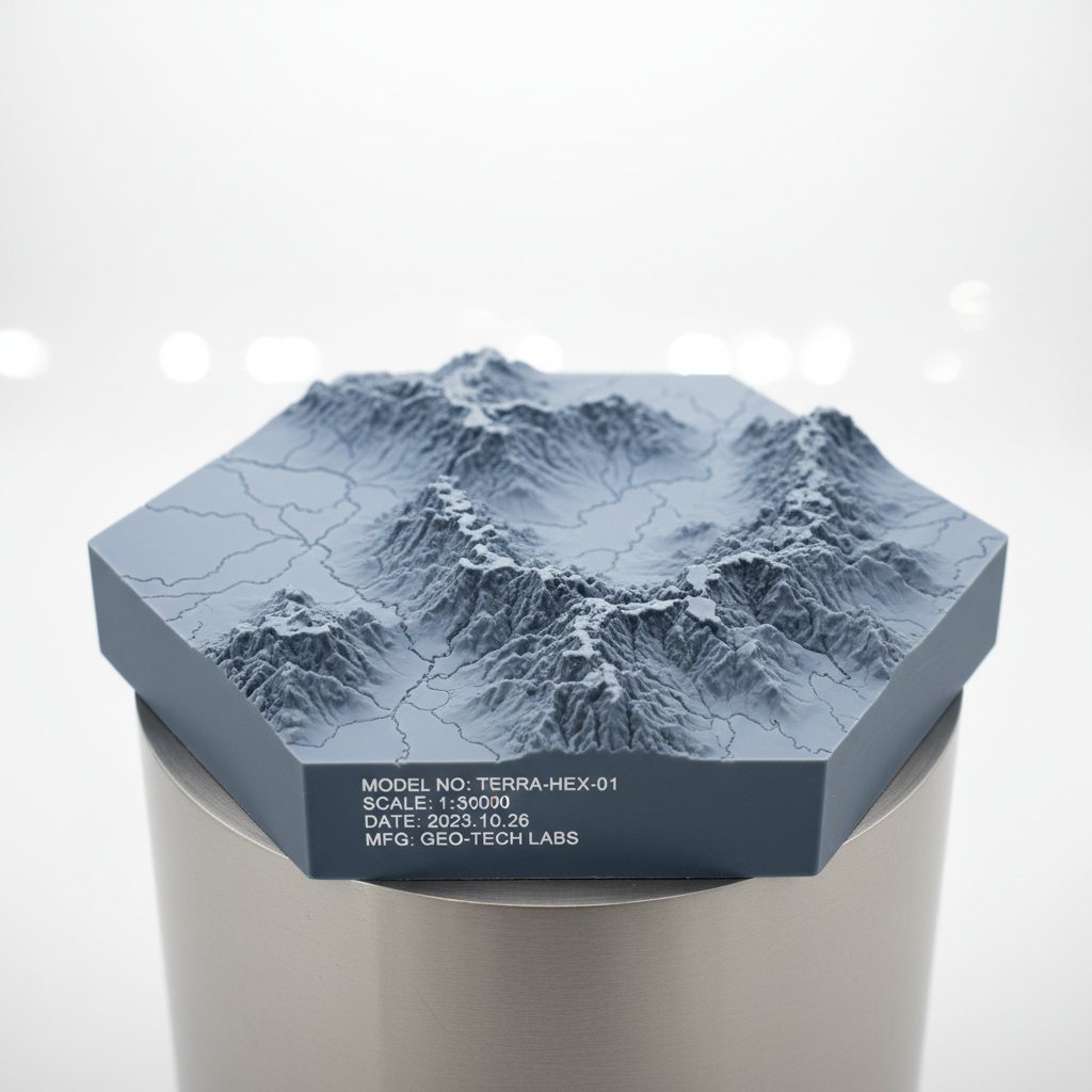 Blue alpine terrain tile on a white base